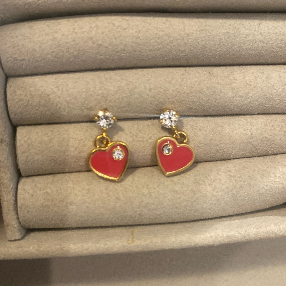 Juicy couture vintage rhinestone heart shaped earrings